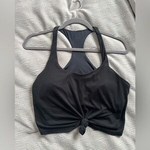 Alo Black Knotted Crop Top Tank
